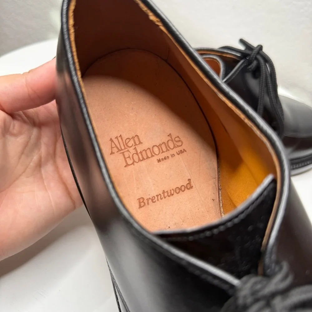Allen Edmonds Brentwood Black Leather Oxford Moc Toe Dress Shoes Size 9